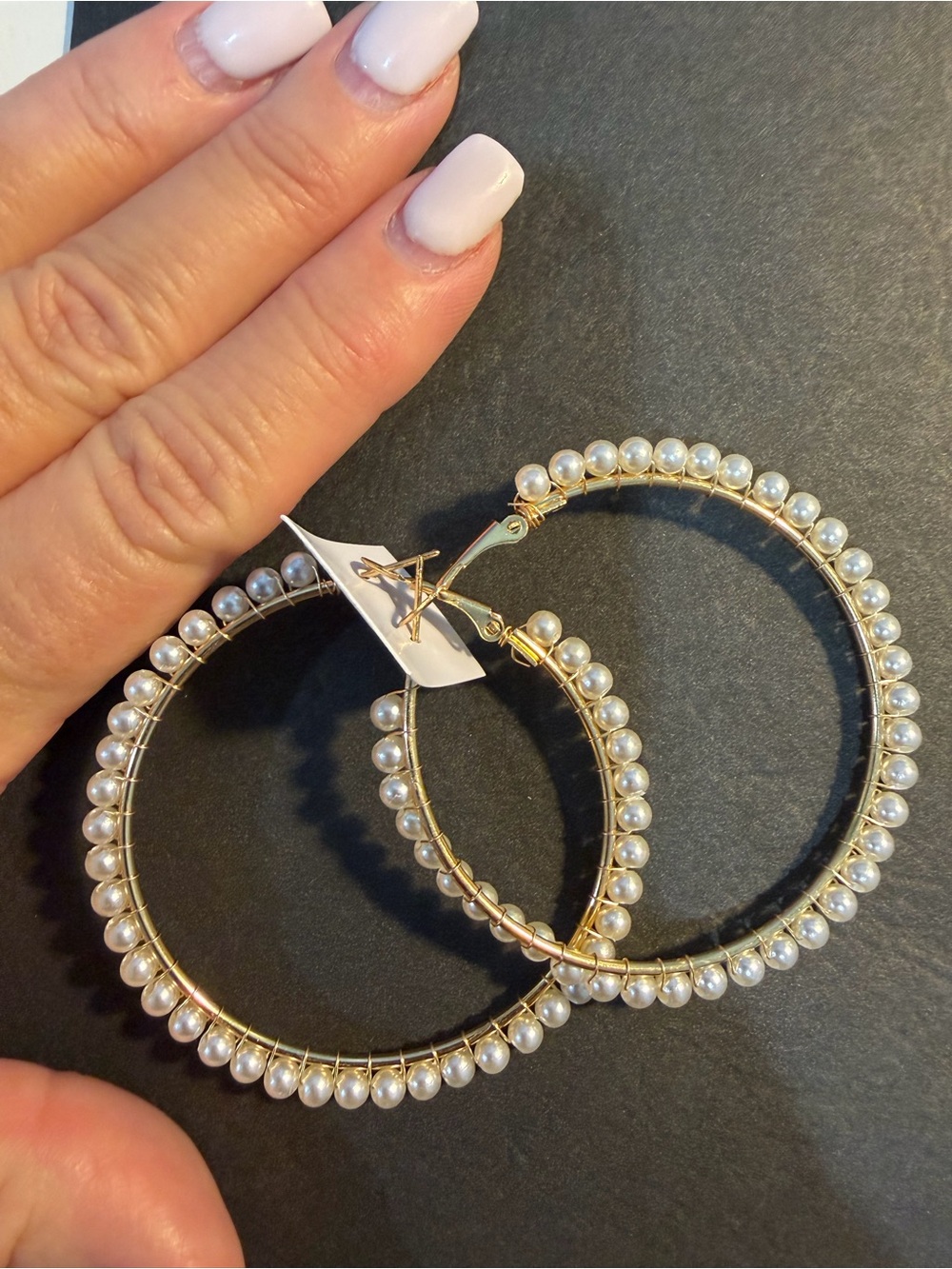 Gold Pearl-Trim Hoop Earrings - Women's Fashion Jewelry